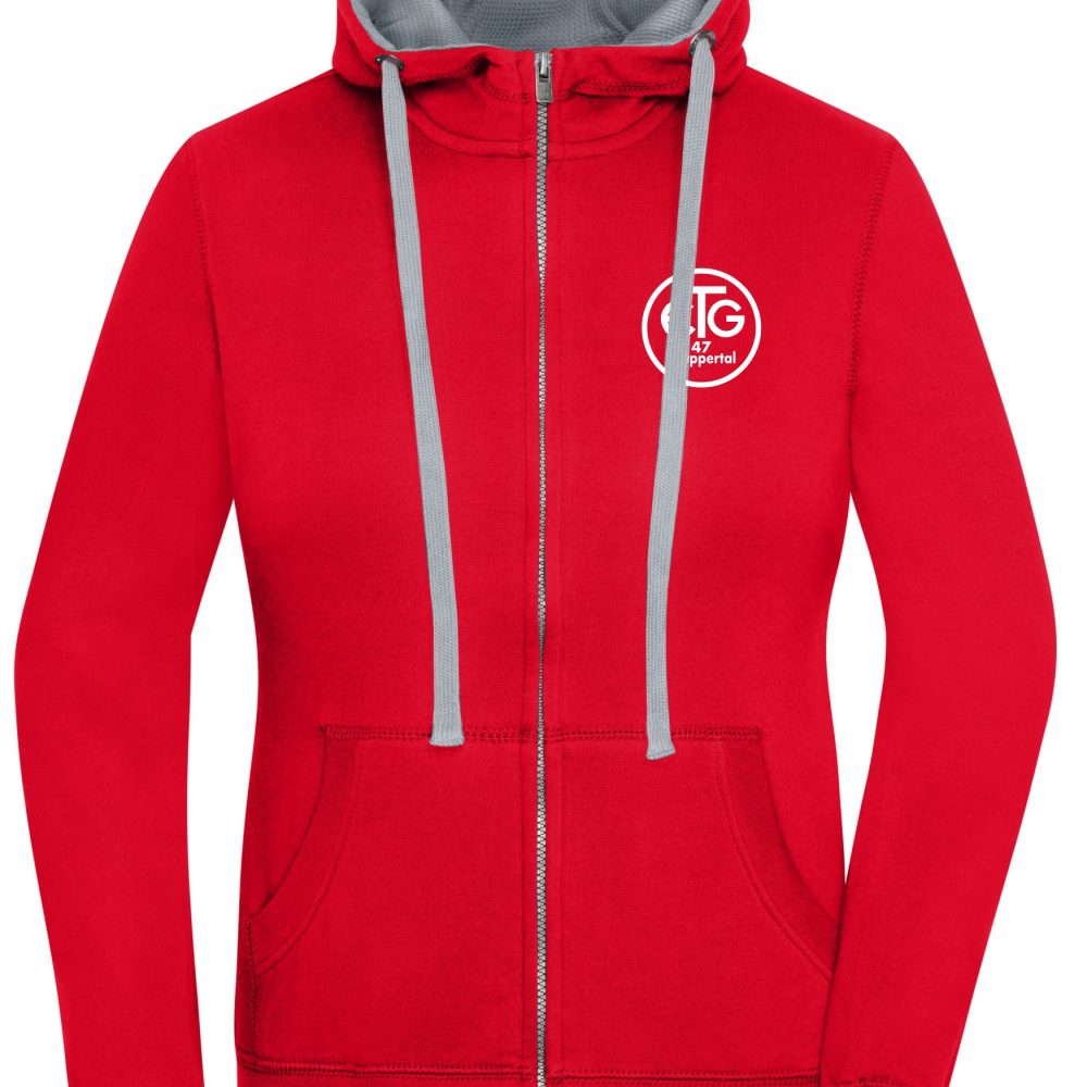 Damen Lifestyle Zip-Hoodie inkl. Druck Brust + Rücken