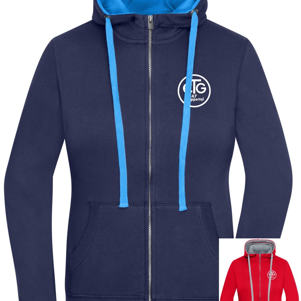 Damen Lifestyle Zip-Hoodie inkl. Druck Brust + Rücken