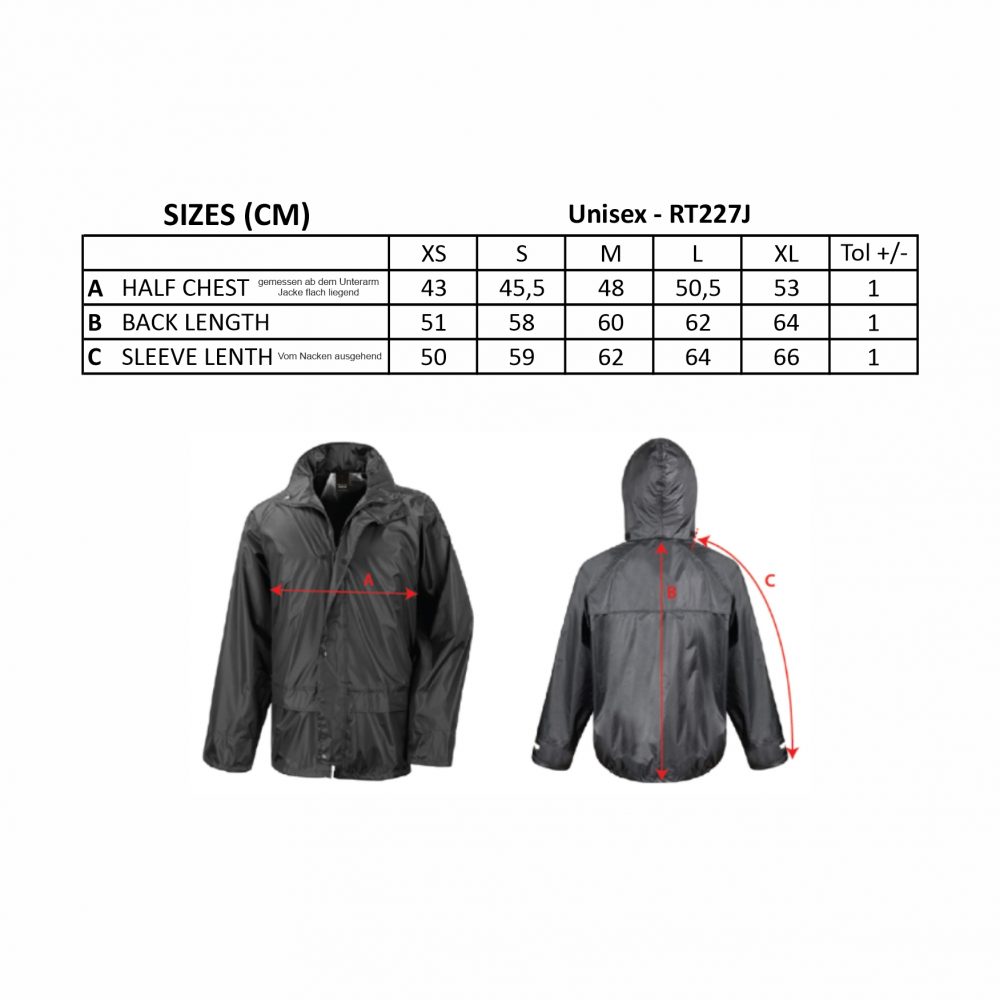 Kinder Regenjacke inkl. Druck Brust + Rücken