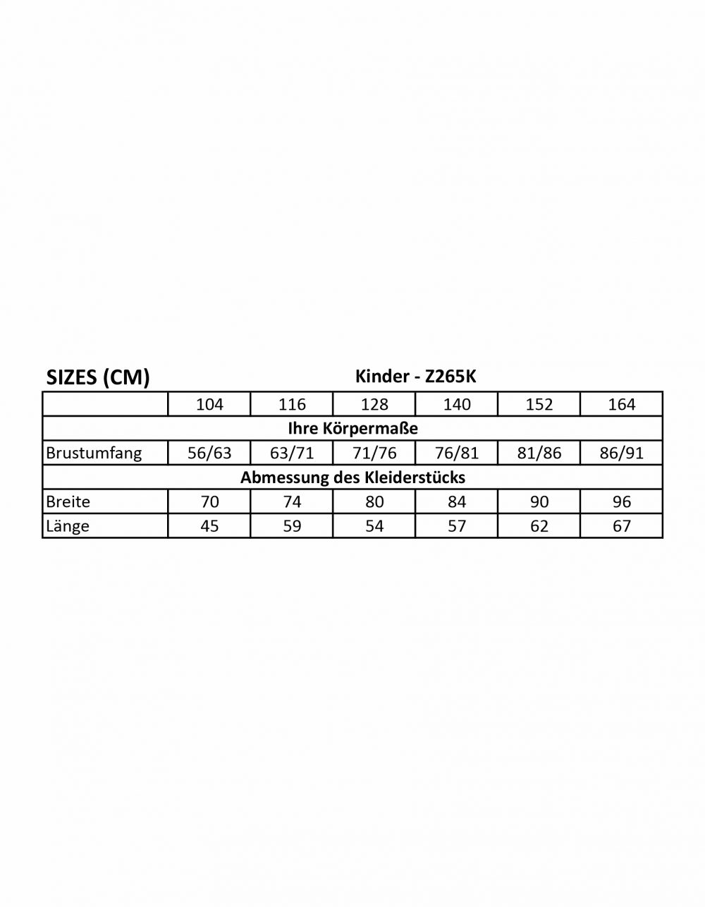 Z265K_Masstabelle Kinder Hoodie inkl. Druck Brust + Rücken